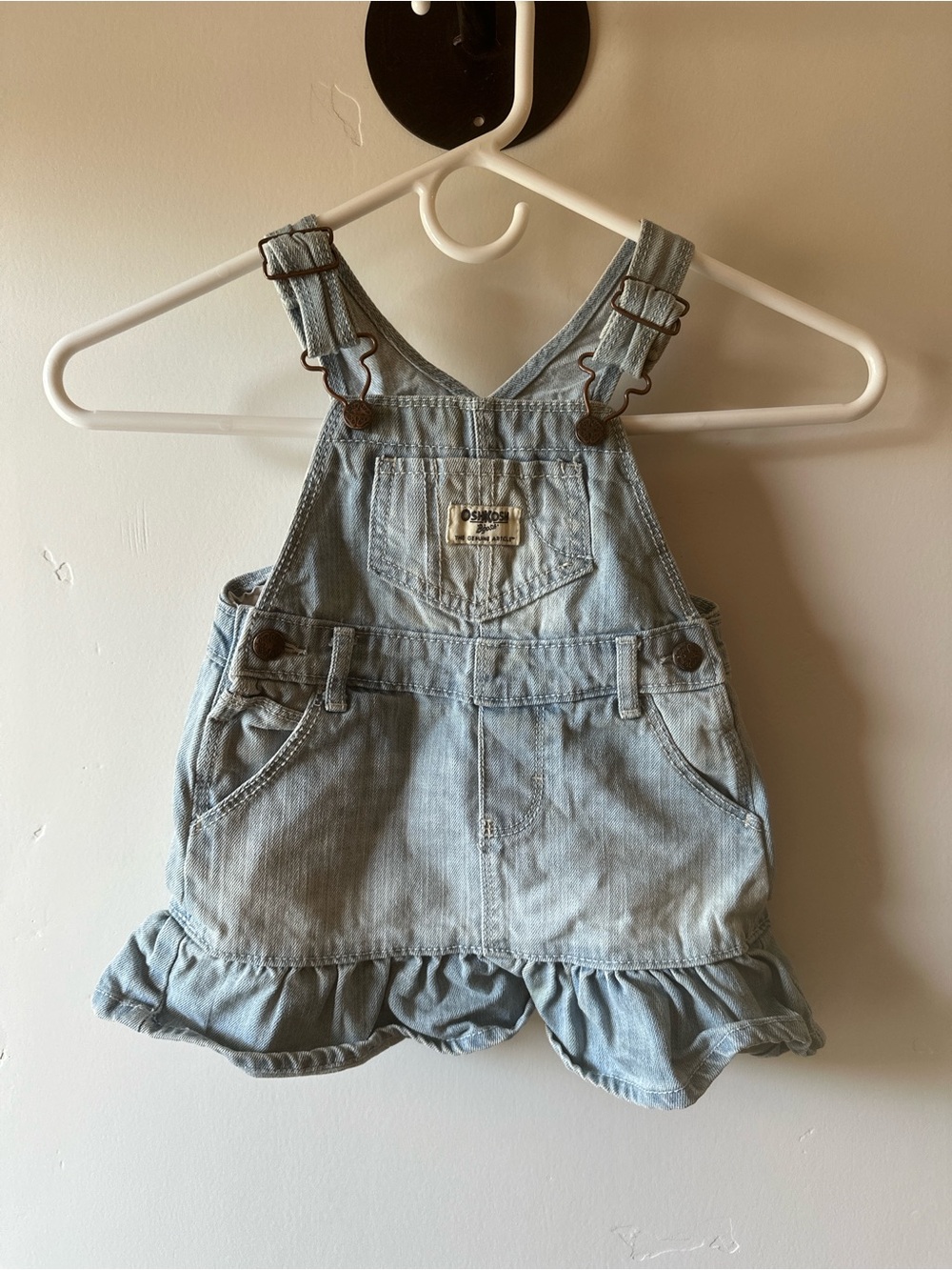 OshKosh B'gosh Light Blue Denim Ruffle Shortalls